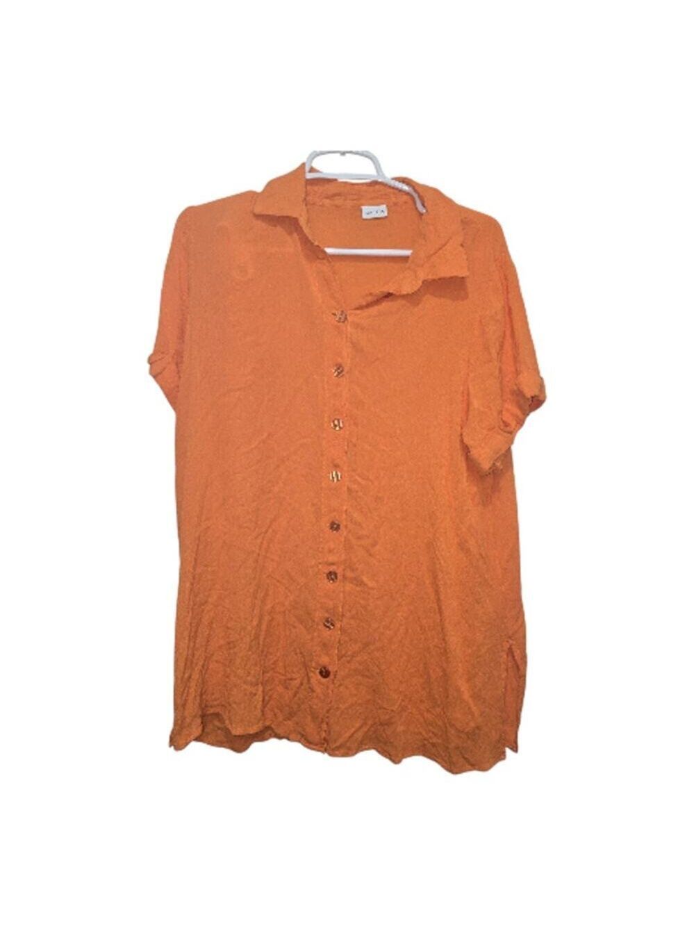 Lascana Burnt Orange Button Front Collared Tunic Size 8 M Boho